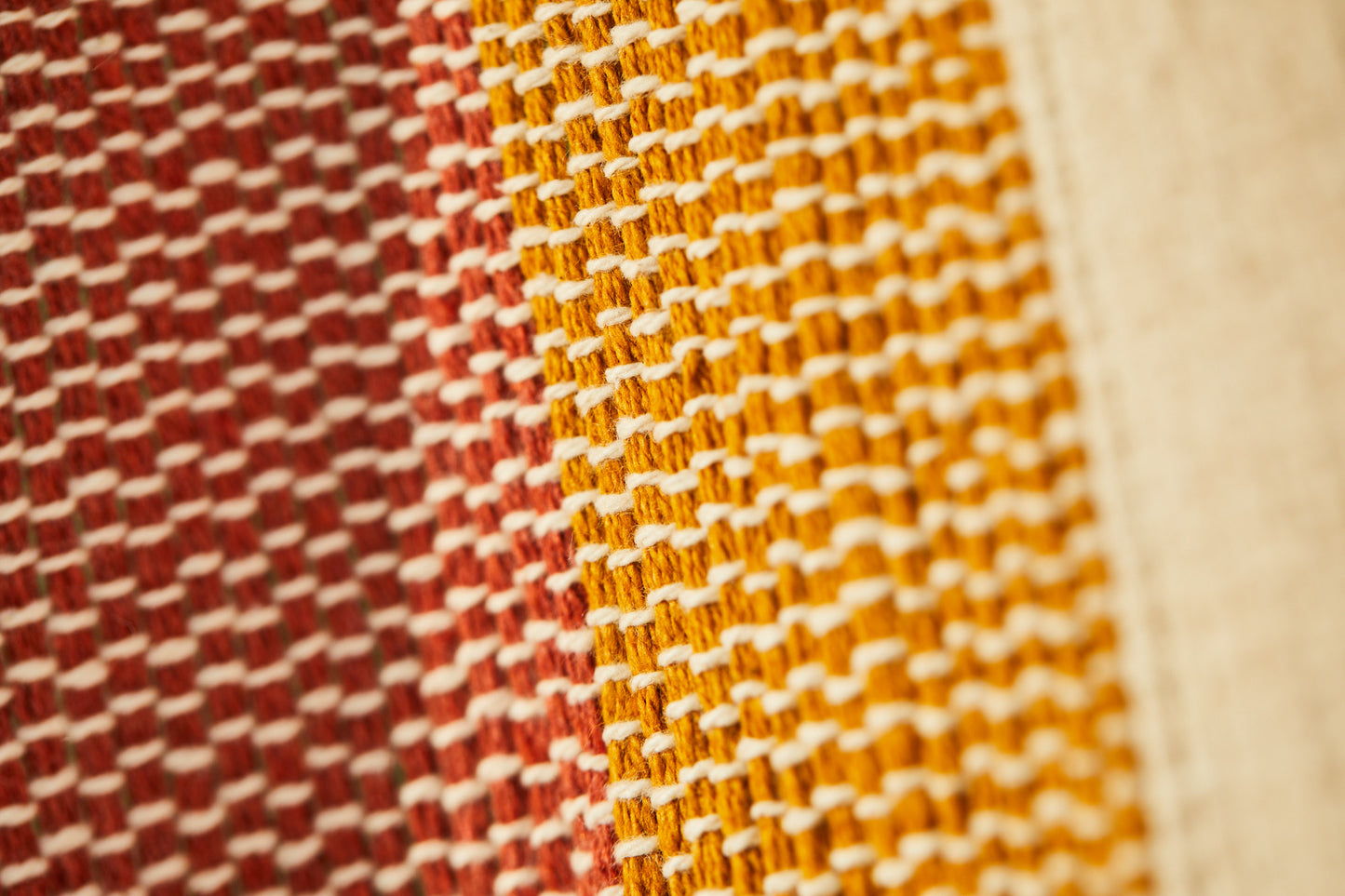 Diamond pattern throw (natural cotton, terracotta & ochre)