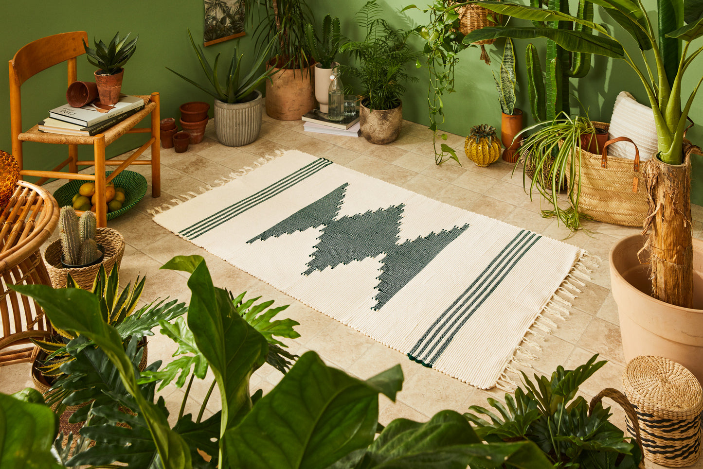 Eagle runner (natural cotton & forest green)