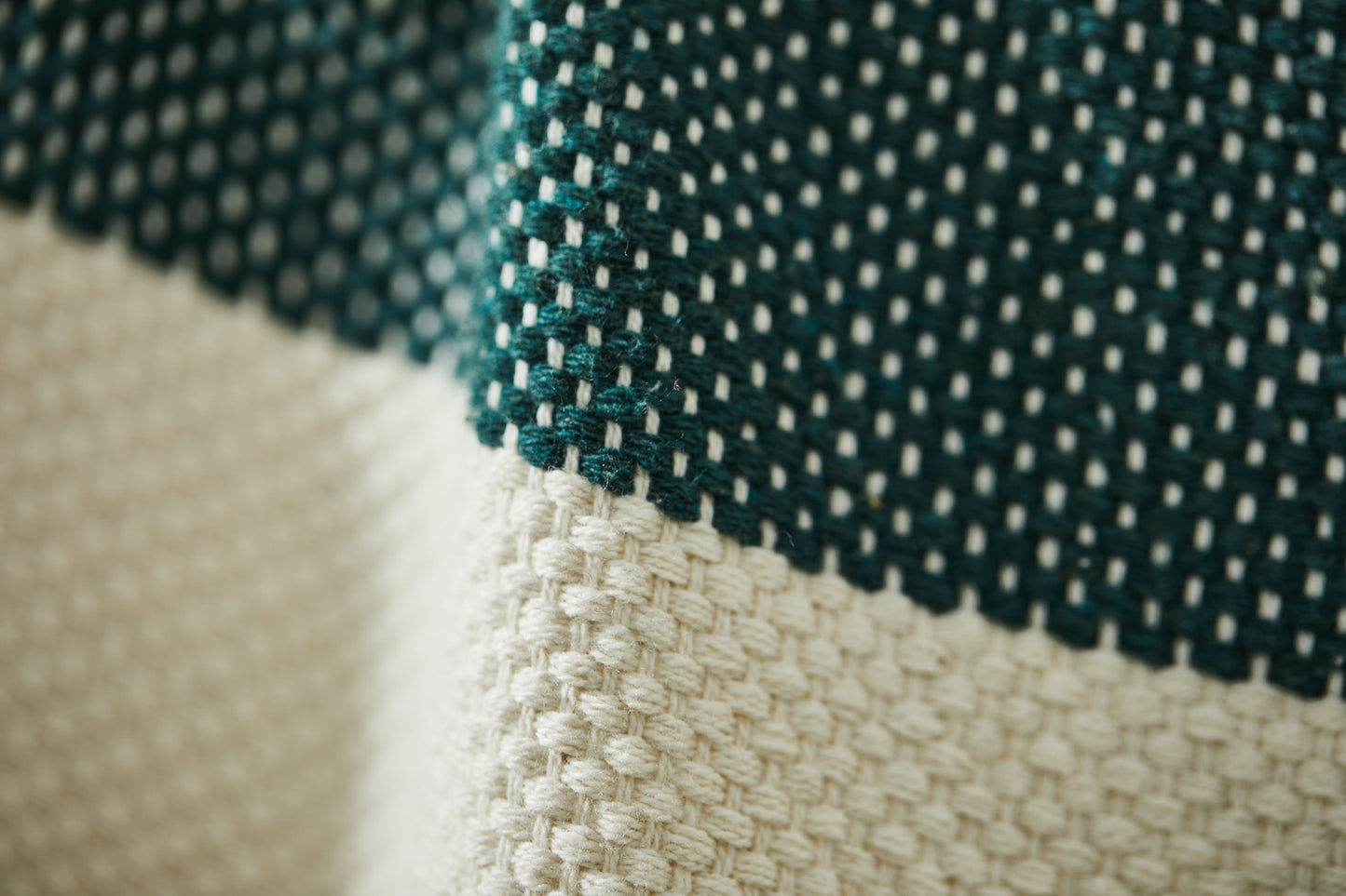 Striped pattern blanket (blue, green, yellow & natural cotton)
