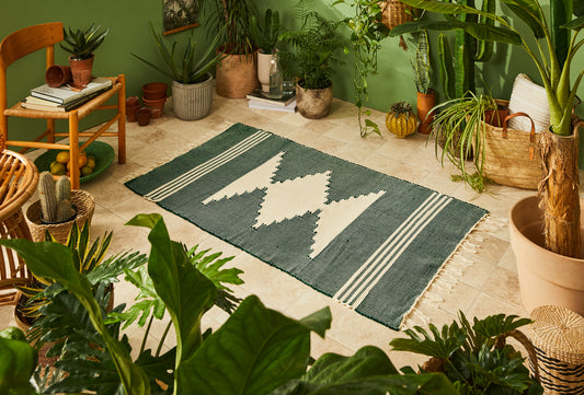 Eagle runner (forest green & natural cotton)
